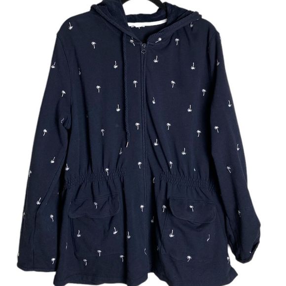 Talbots Navy Blue Knit Hooded Jackie - Picture 1 of 5